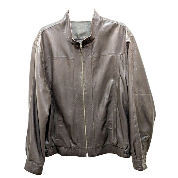 VERA PELLE Leather Jacket Men Brown Size 54 Chest 44" Length 26" - Picture 1 of 13